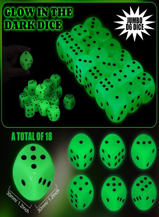 Seenelling مجموعة سينيلينج من 18 قطعة نرد متوهجة في الظلام، مقاس 30 مم، نرد أكريليك كبير معتم، نرد D6، مناسبة للكازينو، لعبة الكرابس، ألعاب الطاولة، وألعاب اللوح، هدايا الحفلات - Image 3